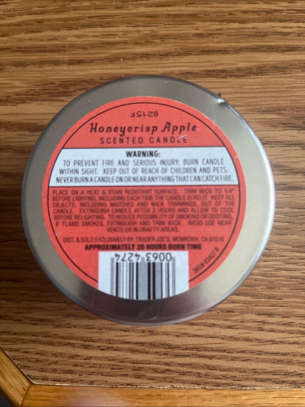 Trader Joe's Honeycrisp Apple Scented Candle - Red Tin